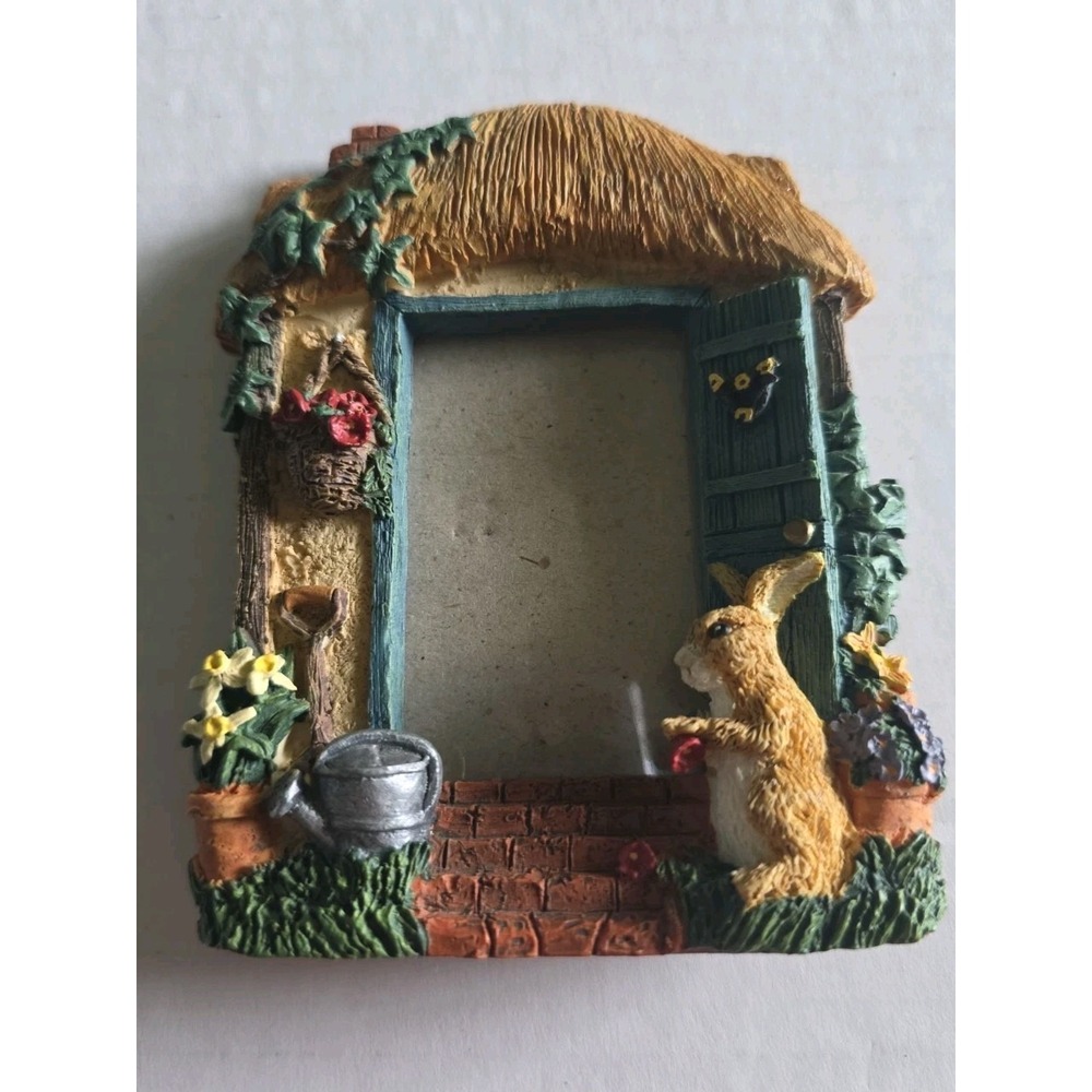 Vintage Figi Graphics 1996 Bunny Rabbit Cottage 2x3 Mini Photo Frame Resin 3D